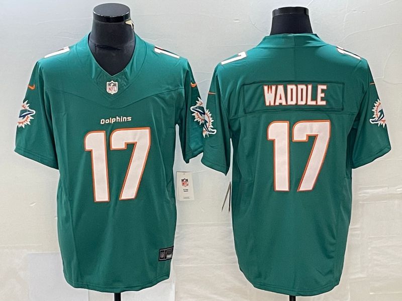Men Miami Dolphins #17 Waddle Green 2023 Nike Vapor Limited NFL Jersey style 1